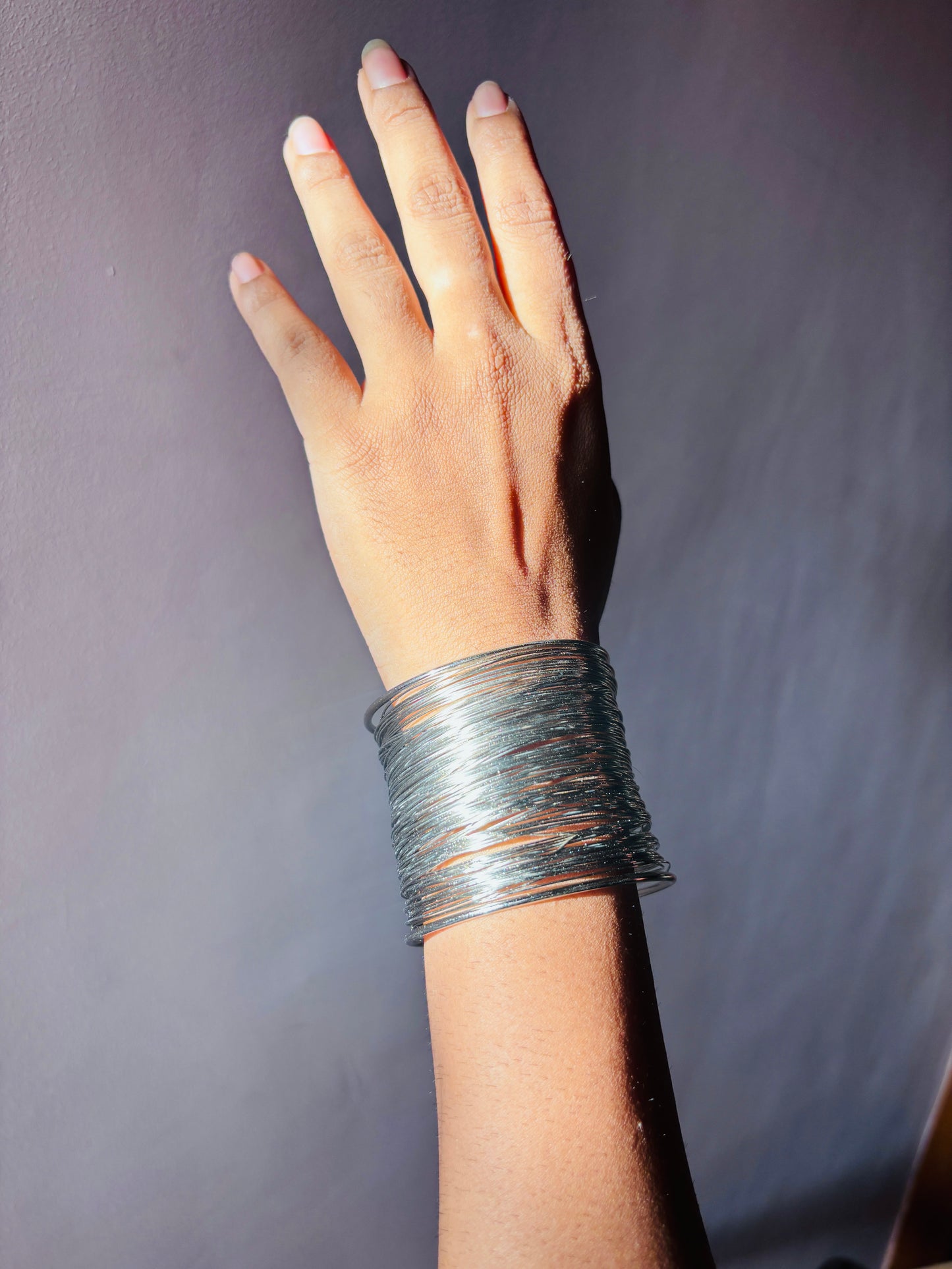 Silver Metallic Flow Wrap Bangles