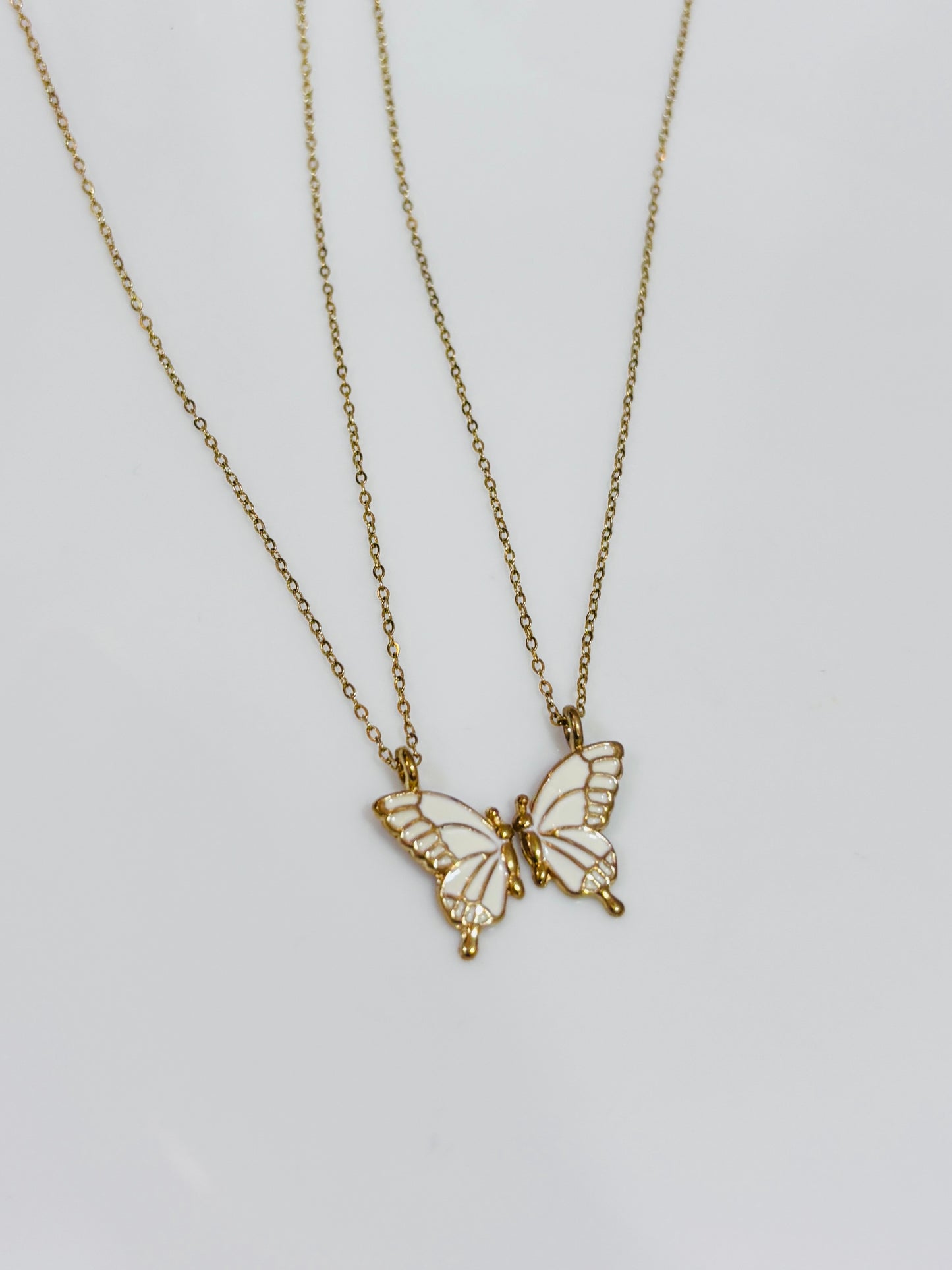 Twin butterfly pendant with chain