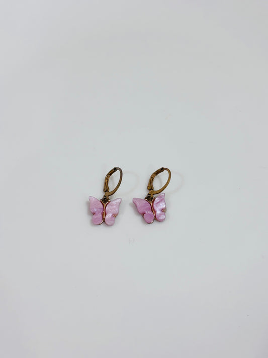 Purple butterfly earring