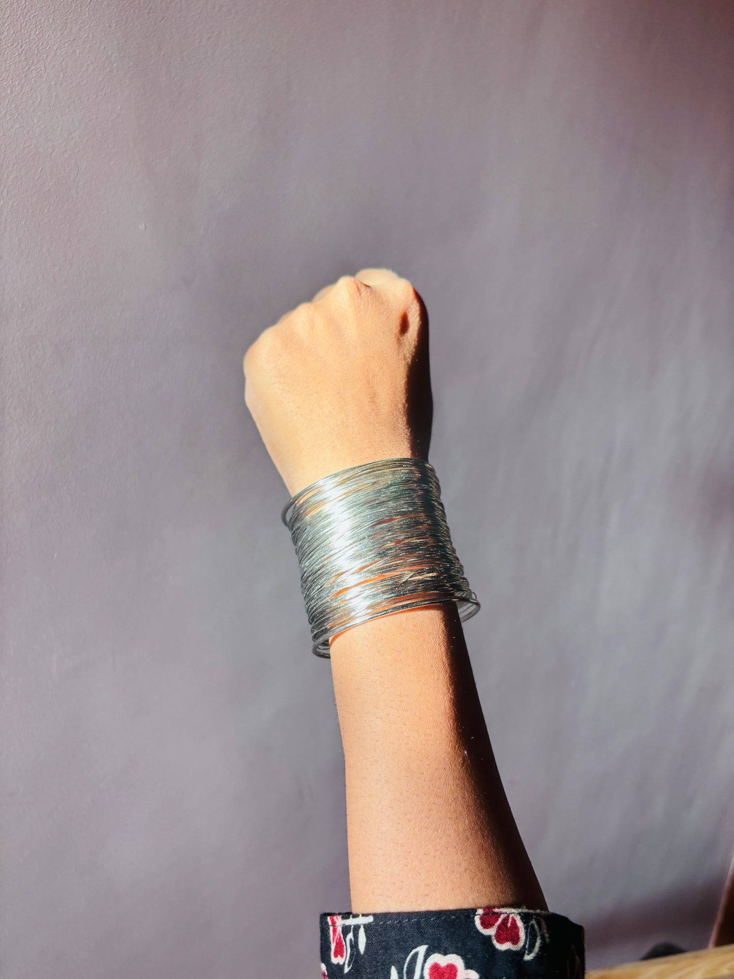 Silver Metallic Flow Wrap Bangles