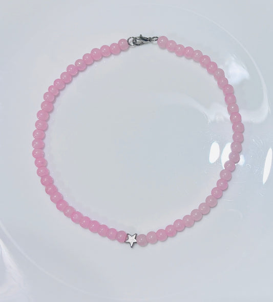 Pink star necklace
