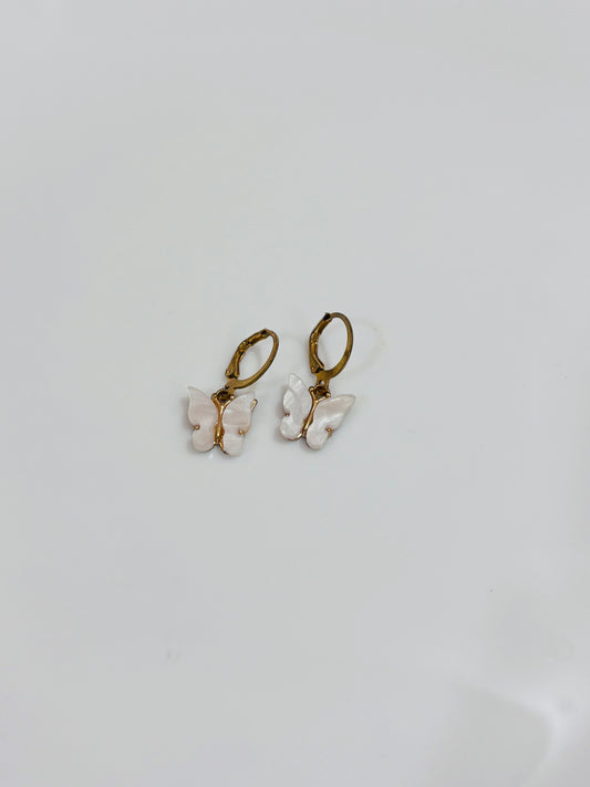 White butterfly earrings