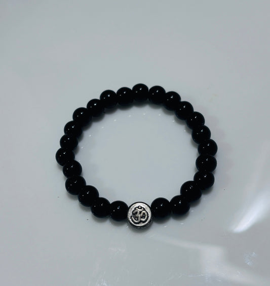 Aum black beads bracelet