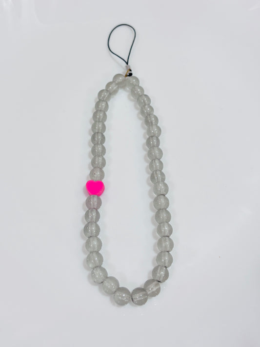 Pink heart grey pearls Phone chrams